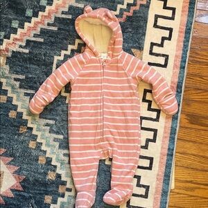 Old Navy Pink and White Striped Kids Footie